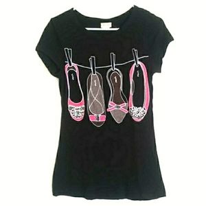Pretty Good Shoe Black Pink graphic tshirt with sequins size Medium